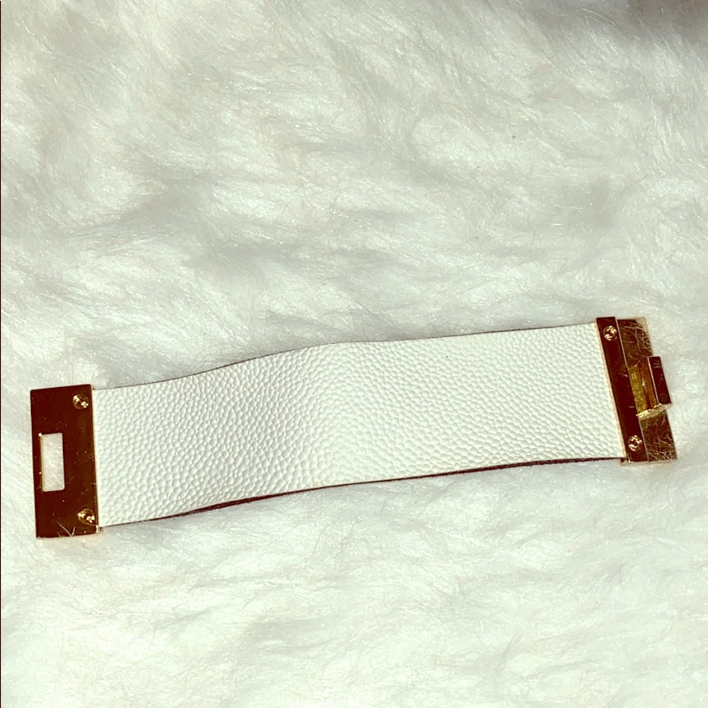 Faux white leather and gold cuff bracelet